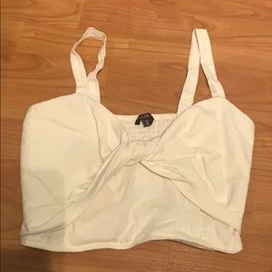 White Linen Crop Top